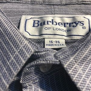 Burberry men’s used bluish grey button down shirt